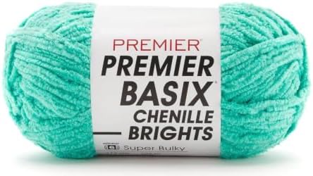 Premier Basix Chenille Brights Yarn, Plush Bulky Chenille Yarn for Crocheting & Hand Knitting, Soft Yarn for Cozy Projects, Chunky Yarn for Hand Knitting, Caribbean by Premier