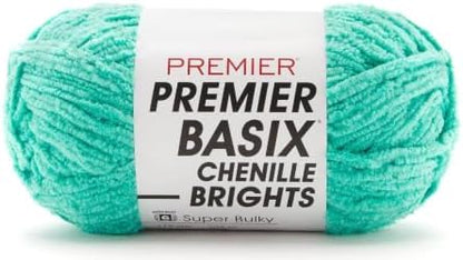 Premier Basix Chenille Brights Yarn, Plush Bulky Chenille Yarn for Crocheting & Hand Knitting, Soft Yarn for Cozy Projects, Chunky Yarn for Hand Knitting, Caribbean by Premier