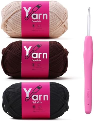 Beginner Yarn for Crocheting Cotton Crochet Yarn #4 Mixed Colors by Sekafris