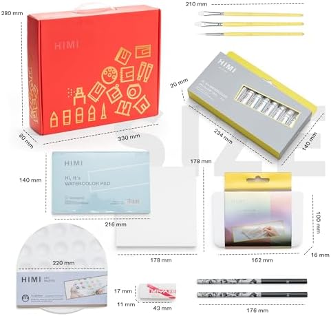HIMI Watercolor Paint Set, – Complete 24 Colors Watercolor Tube, 12 Colors Metallic Watercolor Paint, Brushes, Watercolor Pad, Palette, Foldable Frame - Image 7