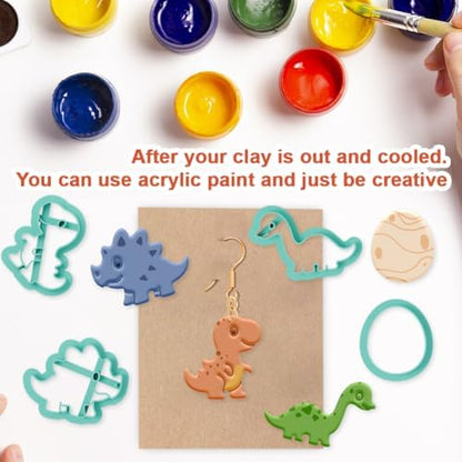 beinkmake 19Pcs Jurassic Dinosaur Polymer Clay Cutters Clay Earrings Cutter - Image 5
