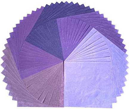 Natural Fiber Mulberry Paper Sheets 6 x 6 Inches, 50 PCS Handmade Craft Paper for Origami, Scrapbooking, Card Making, DIY Decoration, Mixed Media Art (Purple Tone, 6x6 Inch) by RATREE888