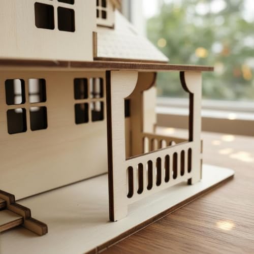 Decor Wooden Puzzle Model Kit Miniature Villa DIY Assembly Craft Kit Handmade Art Project Suitable for Teens Adults Desktop Ornament Holiday Home Decoration - Image 2