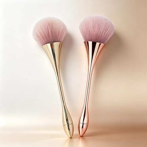 Nail Dust Brush 2 Pcs Set Nail Clearing Brushes Gold & Champagne Color by NailArtTools