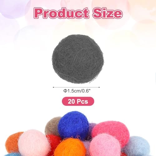 PATIKIL Wool Felt Balls Beads Wool Felting Pom 1.5cm 15mm Gray for Home Decor DIY Crafts Handcrafts Project Pack of 20 - Image 2