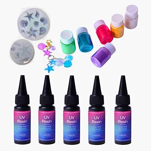 Crystal Clear UV Resin Kit with Lamp & 2 Molds & Pearl Pigment Powder Set for Epoxy Resin Dye for DIY, Resin Jewelry Making, Pendants Earrings Crafts Gifts of Resin, with Tweezer by VidaRosa