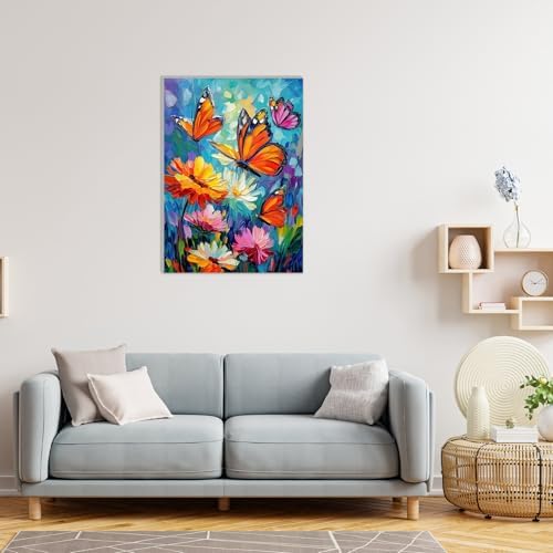 MAXBYE Paint By Numbers Kit for Adults with Frame and Wooden Easel, Colorful Butterfly Acrylic Simple Oil Painting Kits for Beginners, Gift Home Wall Garden Decor Any Festival 10×14 in - Image 4
