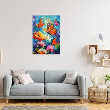 MAXBYE Paint By Numbers Kit for Adults with Frame and Wooden Easel, Colorful Butterfly Acrylic Simple Oil Painting Kits for Beginners, Gift Home Wall Garden Decor Any Festival 10×14 in - Image 4
