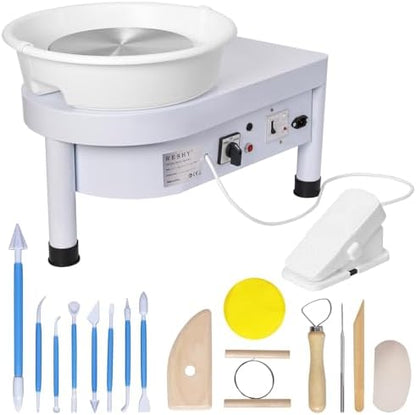Pottery Wheel Machine with 10-Inch Turntable, 20 lbs Capacity, 0-320 RPM Adjustable Foot Pedal Speed, Complete Clay Sculpting Tools Kit for Adults - Perfect for Home Ceramic Art and Craft Projects by RESHY