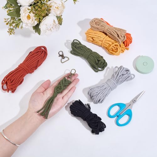 BEUNITONE 16 Sets Macrame Tassel Keychain Kit for Adults Colorful Macrame Cord Knotting Kit Boho Mini Macrame Tassel Keychain with Instruction mini Keychain for Car Key Purse Phone Wallet Charm - Image 4