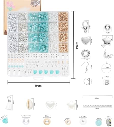 Xyliise Bracelet Making Kit Natürliche Perlen Set for Adults Beads for Bracelets Silver Jewelry Making Supplies DIY Jewelry Necklace Earrings (CZ006-Light Blue) - Image 3