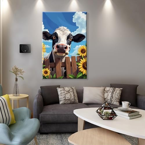 JOOZ 5D Cow Paint by Numbers Kit for Adults with Frame 8x12 Inch - Image 4
