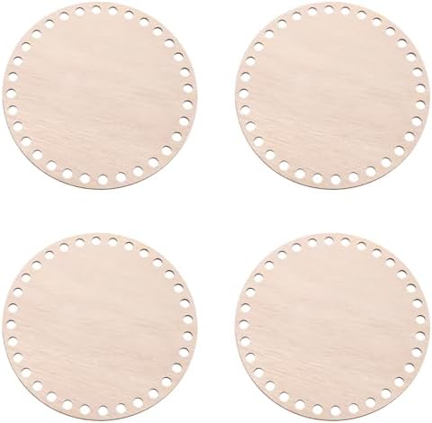PATIKIL 6" Diameter Crochet Basket Bottom, 4Pcs Round Blank Crochet Knitting Wooden Base for DIY Crafts Weaving Basket Making Supplies Home Decoration, Brown by PATIKIL