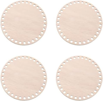 PATIKIL 6" Diameter Crochet Basket Bottom, 4Pcs Round Blank Crochet Knitting Wooden Base for DIY Crafts Weaving Basket Making Supplies Home Decoration, Brown by PATIKIL