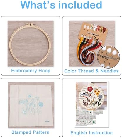 ELTONGUU 3 Sets Embroidery Kit for Beginners Adult Needlepoint Kits Tools - Image 5