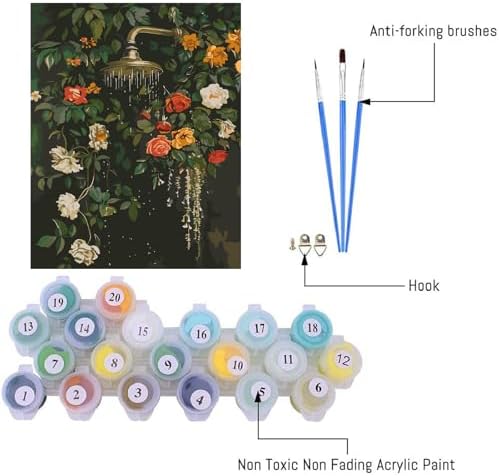 VIGEGU Flowers Paint by Numbers Kit for Adults Beginner,Easy Adult Paint by Number Kits on Canvas DIY Painting for Beginners Art by Numbers for Home Wall Decor 16x20 Inch - Image 5