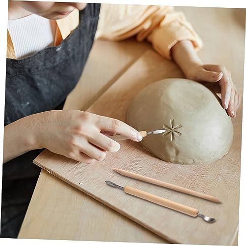 HOMSFOU -in-1 Pottery Kit 14-in-1 Clay Tools Set Wooden Metal Sculpture Tools for Artistic Creation - Image 5