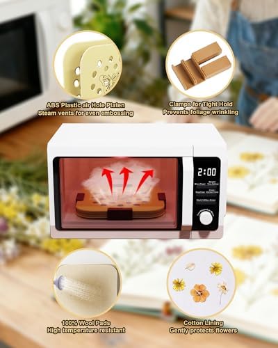 NEIGIKI Microwave Flower Press Kit, 9" Fast-Drying Flower Pressing Kit with Reusable & Washable Cloth, Vibrant Color Retention for Crafts Pressed Flowers, DIY Arts, Great Gifts for Adults & Kids - Image 7