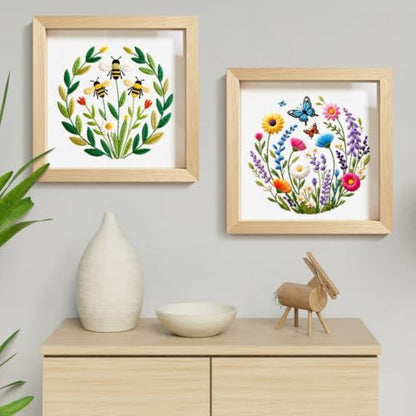 ERKOON 2 Set Embroidery Kit for Adult Beginners Flower Bee Cross Stitch Set - Image 7