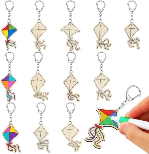 RattanView 24 Pcs Kites Craft Keychains DIY Keychain, 12 Styles by RattanView