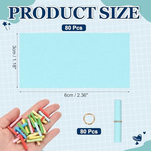 MECCANIXITY 80Pcs Message Paper Scrolls 3x6cm Lucky Wishing Light Blue - Image 2