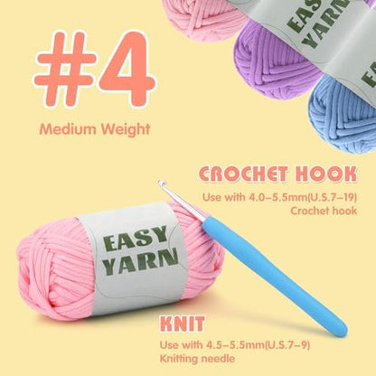 UzecPk 4 * 50g/1.76oz Beginner Yarn, 4 * 87yds Beginner Crochet Yarn - Image 3