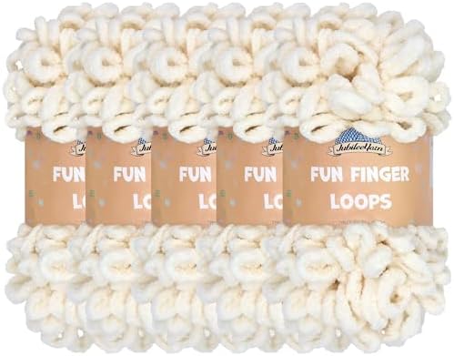 JubileeYarn Fun Finger Loops Yarn - Ivory - 5 Skeins by BambooMN