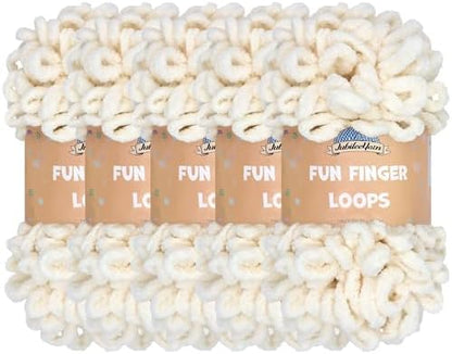 JubileeYarn Fun Finger Loops Yarn - Ivory - 5 Skeins by BambooMN