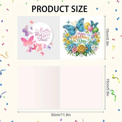 6Pcs Mother's Day Greeting Card DIY Diamond Art Painting Greeting Cards Special Shaped Diamond Blessing Folding Card Kit Arts Crafts for Holiday Festival-Butterfly Hummingbird - Image 5