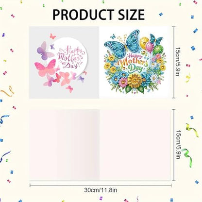 6Pcs Mother's Day Greeting Card DIY Diamond Art Painting Greeting Cards Special Shaped Diamond Blessing Folding Card Kit Arts Crafts for Holiday Festival-Butterfly Hummingbird - Image 5