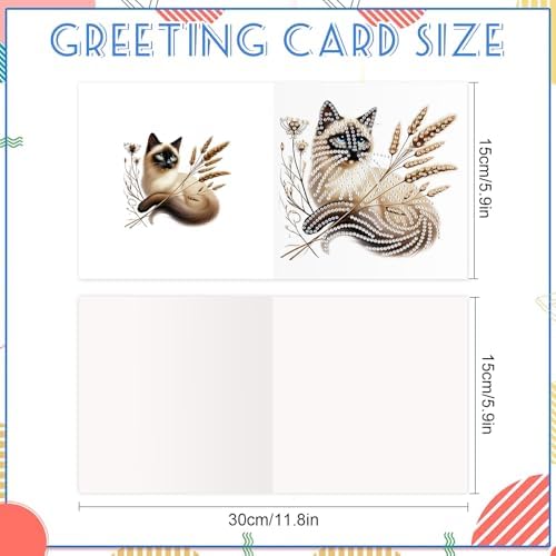 jinglinhh 12pcs Sphynx Cat Diamond Art Painting Kitten in the Flower Garden Greeting Cards with Envelopes, DIY Card Making Kits for Adults, Diamond Art Christmas Birthday Holiday cards Craft Gifts - Image 2