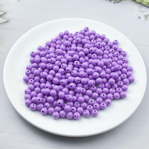 300pcs Acrylic Round Beads for Crafts 8mm Resin Candy Color Spacer Beads with Hole for Jewelry Making Sewing Crafts Decoration Necklaces Bracelets Earrings Supplies(Light Purple) - Image 2