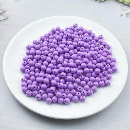 300pcs Acrylic Round Beads for Crafts 8mm Resin Candy Color Spacer Beads with Hole for Jewelry Making Sewing Crafts Decoration Necklaces Bracelets Earrings Supplies(Light Purple) - Image 2