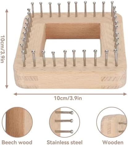 HERCHR Wooden Knitting Loom, Hand Knitting Loom Board Wooden Multi Craft Frame Weaving Loom Kit for Weaving Beginner Children Adults, 10 * 10cm - Image 4