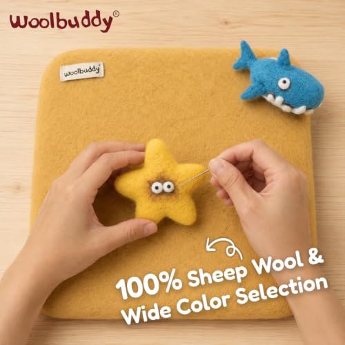 Woolbuddy Needle Felting Mat 10 x 10 x 1.5 Inch (Yellow) Pure Wool Felt Pad - Image 2