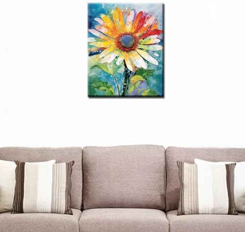 Aihonmin Beautiful Flower Paint by Number for Adult and Kids Beginner,Floral Canvas Oil Painting Kit Digital Painting,Vintage Watercolor Living Room Decoration,(Without Frame - Image 3