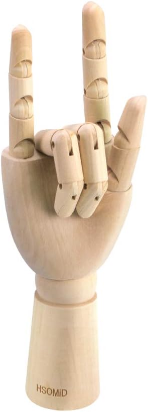 HSOMiD Flexible Wooden Hand Model Moveable Wooden Artists Manikin Hand Figure 10 Inches Right Hand Model for Sketching Drawing Painting Home Office Desk Decoration(10 Inch Right Hand)