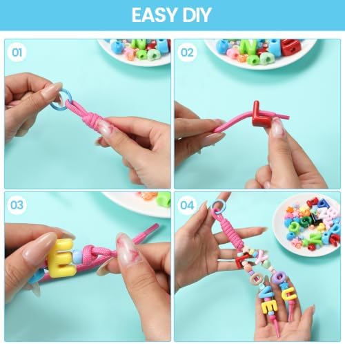 Paracord Acrylic Letter Beads 326 PCS DIY Bag Charms Keychain Making Kit - Image 3