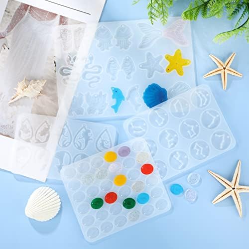 Patelai 4 Pcs Resin Earring Molds for Jewelry Making Kit, Mermaid Ocean - Image 4
