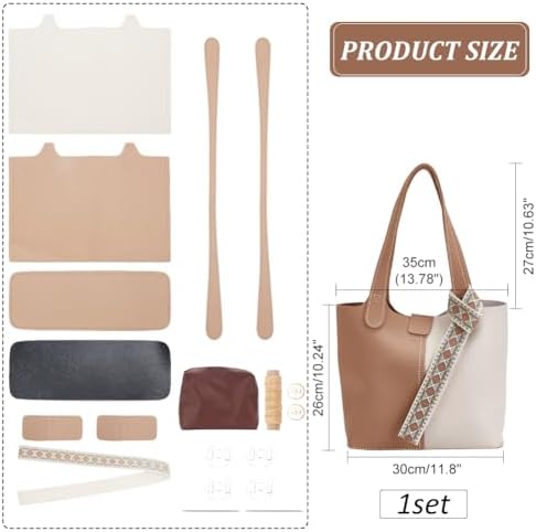 WADORN DIY PU Leather Purse Making Kit, Shoulder Bag Set With Handmade Stitch Materials for Handbag Accessories, Tan - Image 2