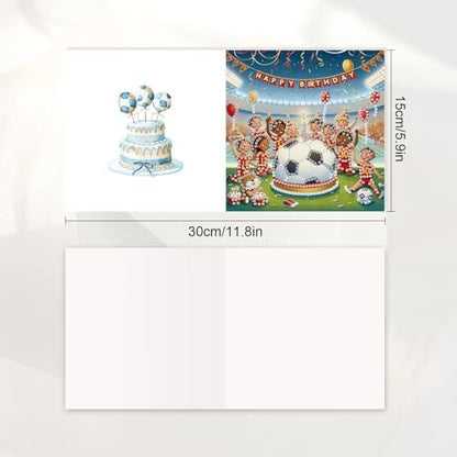 JISHSHAY 6 PCS Diamond Painting Happy Birthday Cards Football Cake Diamond Art Greeting Cards with Envelopes Gem Art Gem Painting Embroidery Kit Mosaic Kits for Adults with Special Shape Drills - Image 2