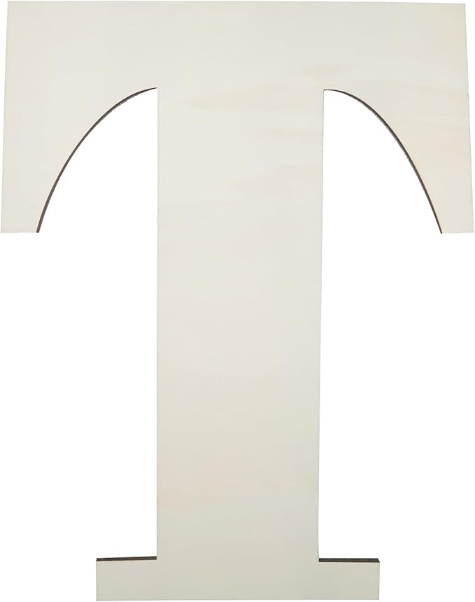 12 Inch Unfinished Wooden Numbers, 1/8 Inch Thick Large Blank Wooden Alphabet Handmade Painting Sign Boards for DIY Birthday Wedding Graduate Party Decor Props - T