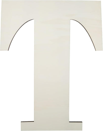12 Inch Unfinished Wooden Numbers, 1/8 Inch Thick Large Blank Wooden Alphabet Handmade Painting Sign Boards for DIY Birthday Wedding Graduate Party Decor Props - T