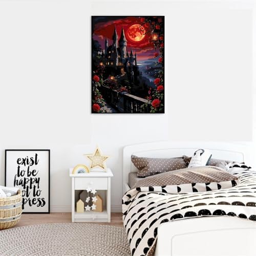 VIGEGU Roses Castle Paint by Numbers Kit for Adults Beginner 16x20 Inch - Image 3