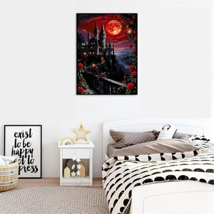 VIGEGU Roses Castle Paint by Numbers Kit for Adults Beginner 16x20 Inch - Image 3