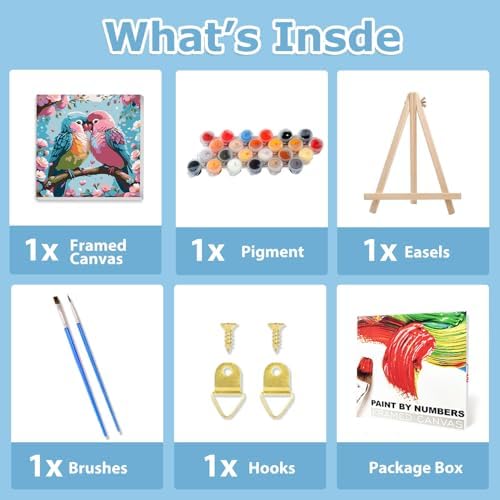 Bird Paint by Numbers with Frame, Bird Paint by Numbers for Adults 10x10 in - Image 4