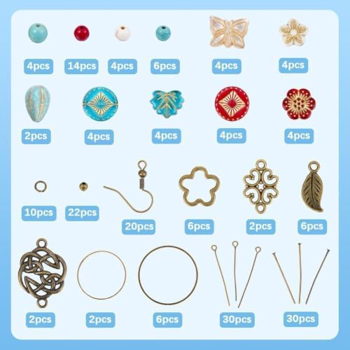 SUNNYCLUE 10 Pairs Baroque Earrings for Women Vintage Earrings for Women Trendy 2025 Acrylic Antique Bronze Tibetan Style Retro Turquoise Gemstone Bohemian Boho Jewelry Set Christmas Wedding Gift DIY - Image 2