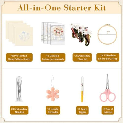 MoKo Embroidery Kits for Beginners Adults, Complete Embroidery Starter Kit - Image 2
