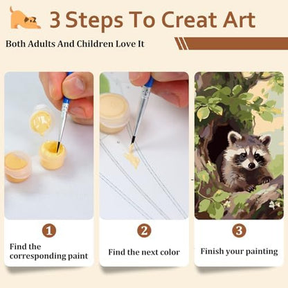 Reivworl Raccoon Paint by Numbers Kit for Adults, Raccoon Paint by Number for Adult, Painting by Number Kits for Gifts and Wall Decor 16x20Inch - Image 7