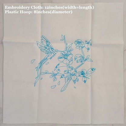 Esffaci Embroidery Starter Kit for Adult Beginner with Hummingbird‌ Flowers Pattern Hand Embroidery Set with Embroidery Cloth Hoop Needle Threader Embroidery Floss and Instruction - Image 3
